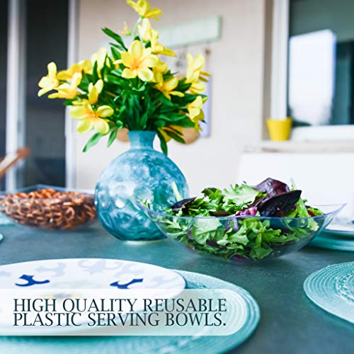 Plasticpro Disposable 64 Ounce Square Serving Bowls, Party Snack Or Salad Bowl, Large Plastic Crystal Clear Pack Of 4 #TOP4