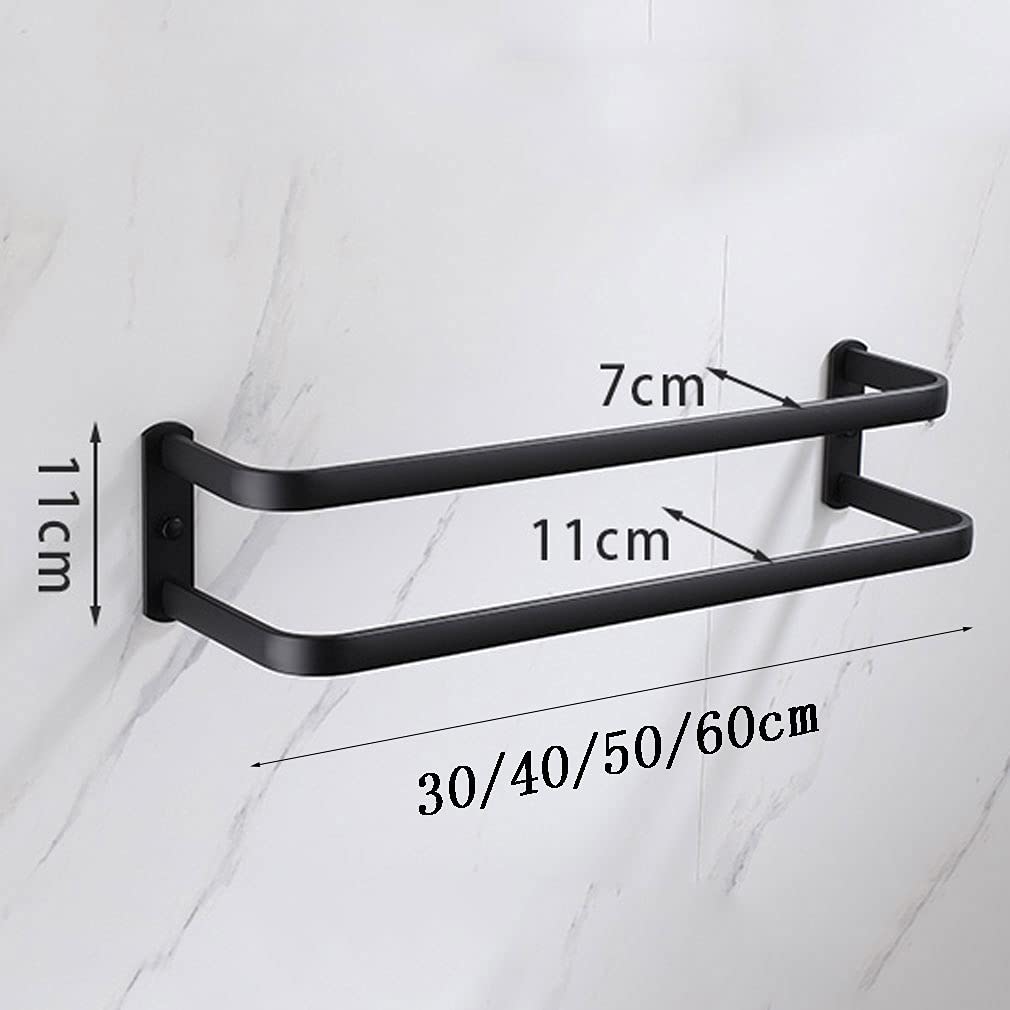Toallas de Pared, Toallero de Pared Space de Aluminio, Color Negro y Blanco, Varios tamaños(Black,Double Layer 60CM)