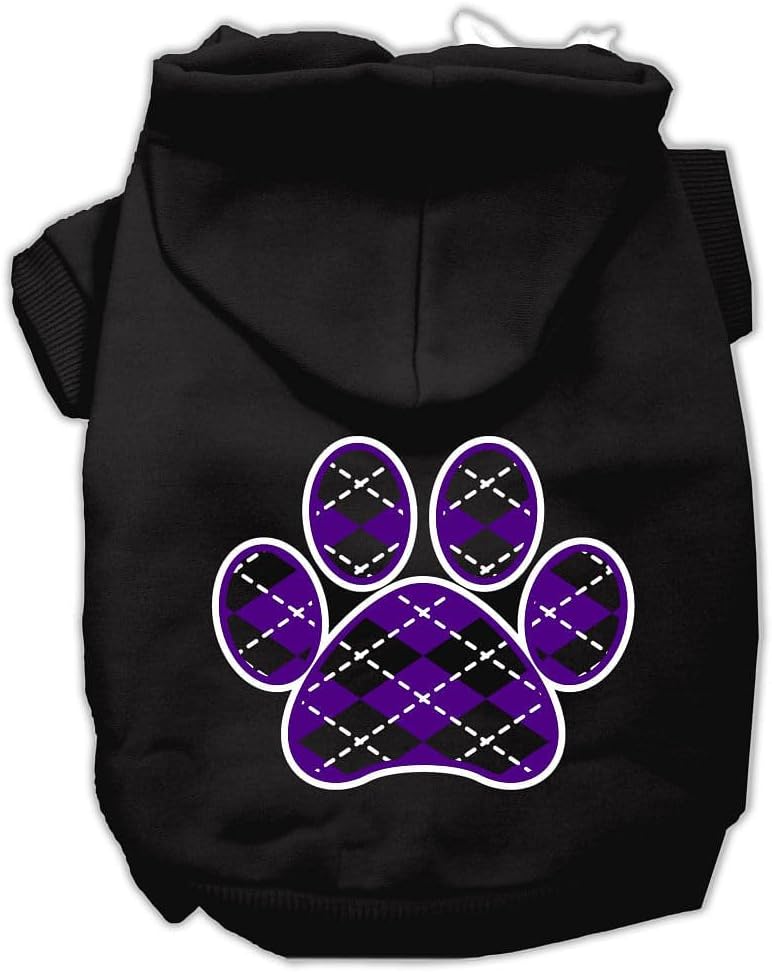 Mirage Pet Products 20" Argyle Paw Purple Screen Print Pet Hoodie, 3X-Large, Grey