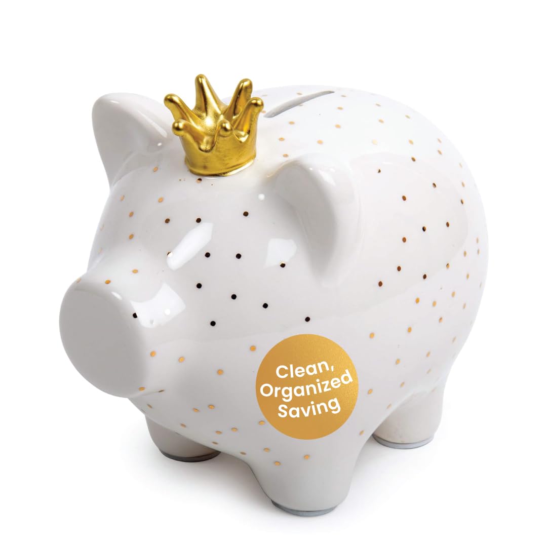Truu Design Cute Novelty Ceramic Unique Piggy Bank for Kids, 6 x 5 inches, White