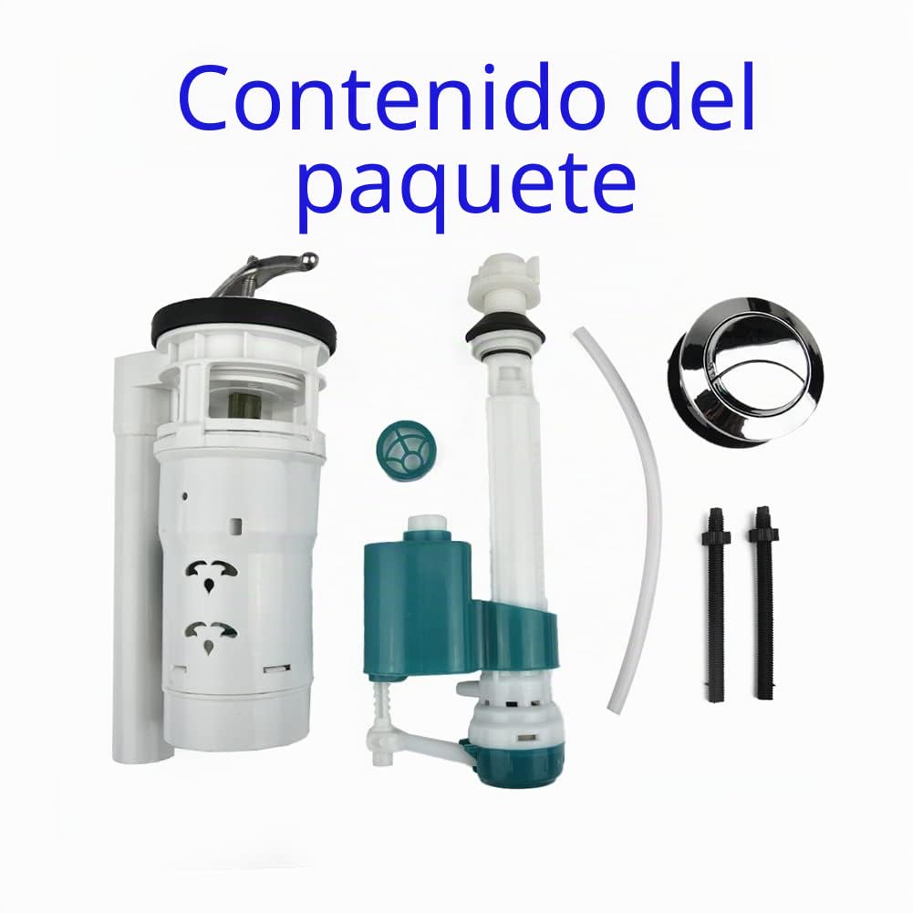 Kit de llenado de Cisterna de Inodoro, Piezas de Relleno de Cisterna de Inodoro de Doble Raso, Kit de baño Universal, Apto para Kits de reparación de Altura de Cisterna de 18 a 24 cm