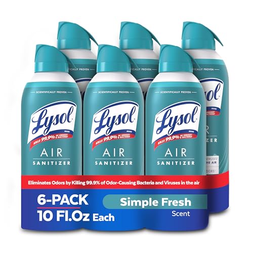 Image of Lysol Air Sanitizer Spray with Bacterial Odor Eliminator for Home & Office, Sanitizing Air Spray, Air Freshener Alternative, Simple Fresh Scent,10 oz (Pack of 6)