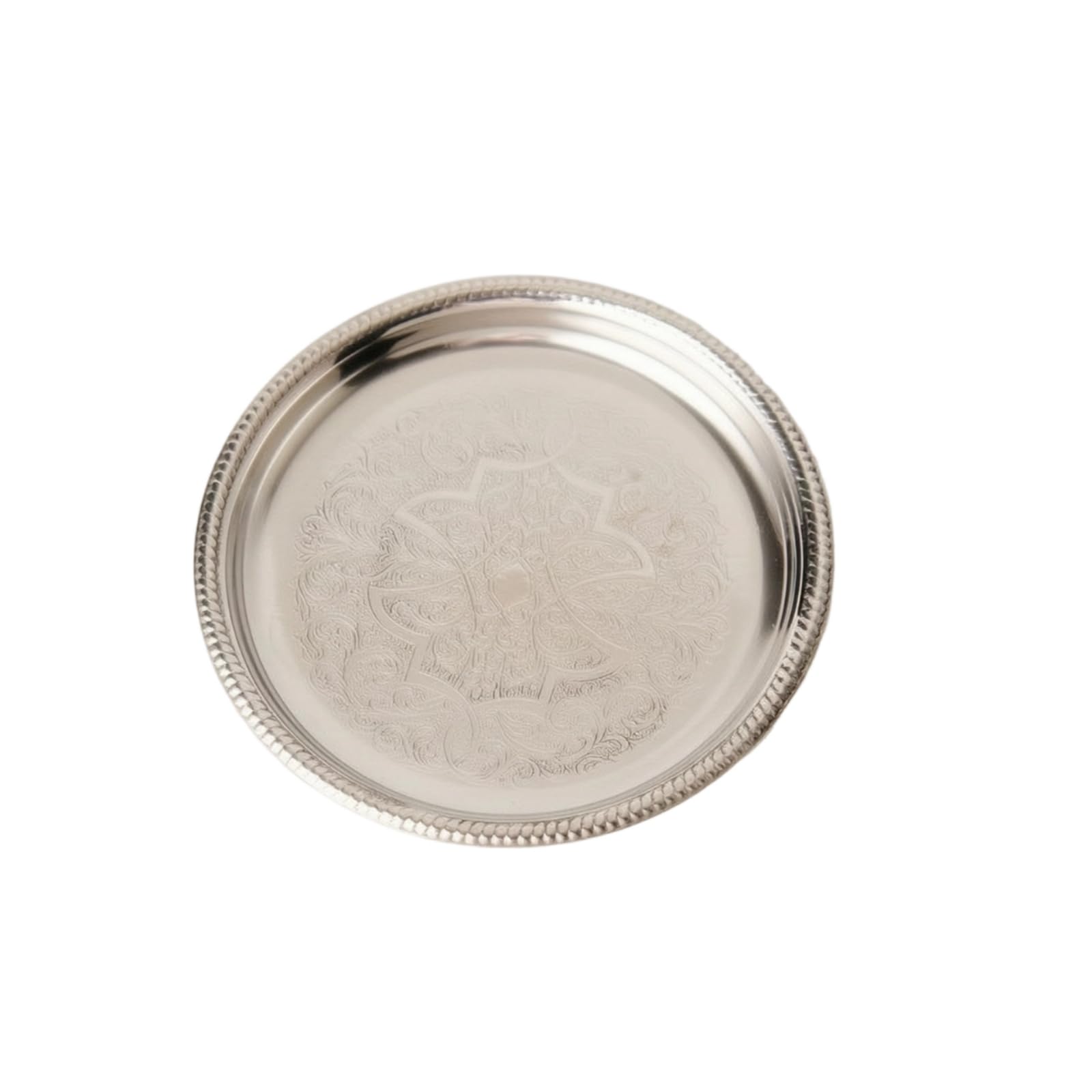 Colcolo Sottobicchiere Barocco Argento Sottotazza Piatto Rotondo Sottobottiglia in Acciaio Inossidabile con Superficie Antiruggine per Protezione Del Piano, 10 Cm, style to 8