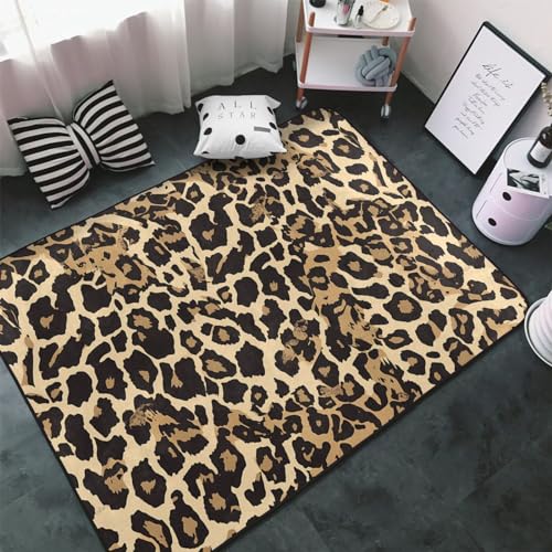 Tapis léopard lavable et résistant en velours fin doux - 4