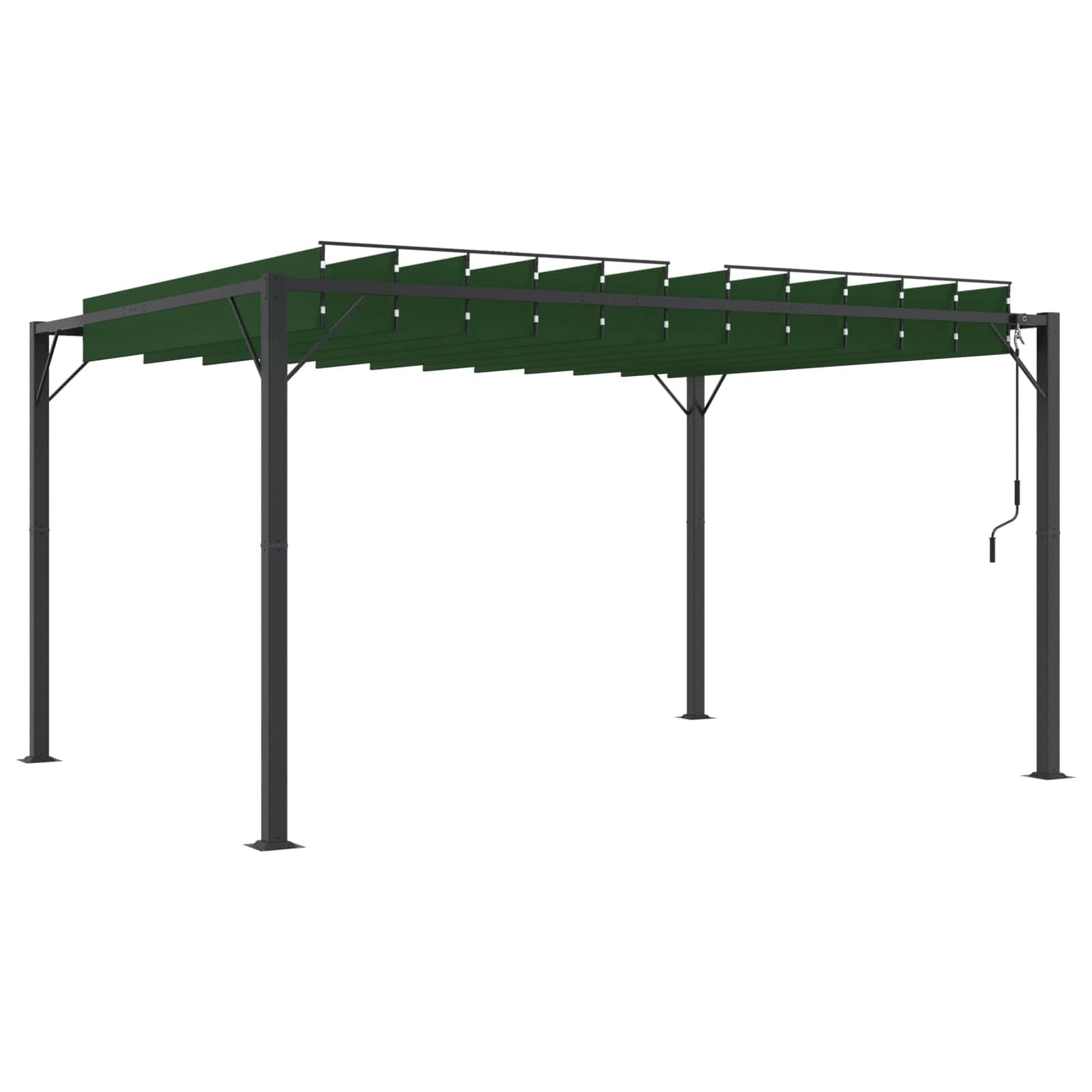 Altana Aluminiowa 3 x 4 x 2,14 m Zielona | Ruchomy Dach z Lamelami, Tkanina Poliestrowa z Powłoką PA, Na Taras i Ogród