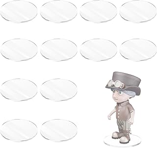 Cosmos 12 Pcs Round Action Figure Stand Base Acrylic Figure Display Stands Miniature Bases Mini Doll Model Display Holder Accessories for Figures, Dolls, Small Collectibles (Transparent Clear, 50mm)