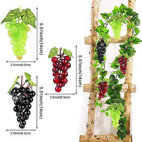 Outgeek Artificial Grapes, Artificial Grapes Mini Grape Clusters Rubber Fake Grape Bundles Decorative Grapes Hanging Ornaments For Vintage Wedding Favor Fruit Wine Decor Faux Fruit Props (9 Pack) #TOP3
