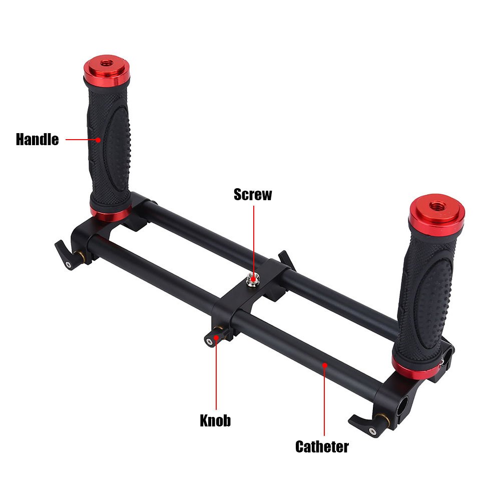Stabilizzatore Vassoio Grip per Action Camera, Camera Dual Grip Extender Maniglia Gimbal Stabilizzatore Rig Accessorio per Feiyu