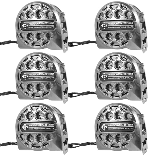 25FT Stainless Steel Measuring Tape with Double-Sided Scale Retractable Tape Measure Waterproof Portable Measure Ruler for Household Agricultural Industrial Woodworking (6PCS)