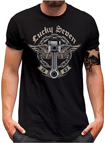 T-shirt Homme Noir Tuning Piston US Garage résistant de taille S à 5XL