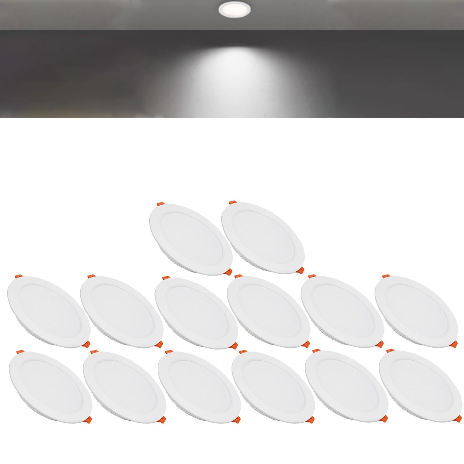 TTiiLoe 18W Round LED Recessed Ceiling Spotlights, 6000K Cold White Ultra Slim Panel Ceiling Light, Cut Φ150-160mm, AC110-240V Downlights for Hallway Stairwell Showroom, 14 Pack