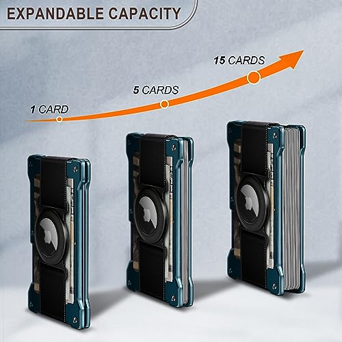 BULLIANT Men Wallet for Airtag,Slim Metal Wallet Money Clip for Men Gift Compatible with Airtag,Expandable for 15Cards,RFID Blocking4