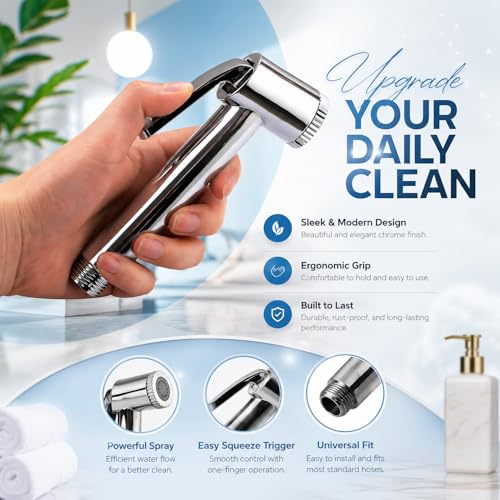Image of Amazon Basics Health Faucet Set - Premium ABS Jet Spray Gun with 1.5M SS Pipe for Toilet | Bathroom Bidet Sprayer Kit Pack of 1