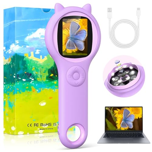 HD Handheld Digital Microscope for Kids, Portable 500x Photo & Video Recording MINI Microscope with LED Light and PC Compatibility, Science Experiment toy Kids Explorer Kit, Best Gifts for Kids