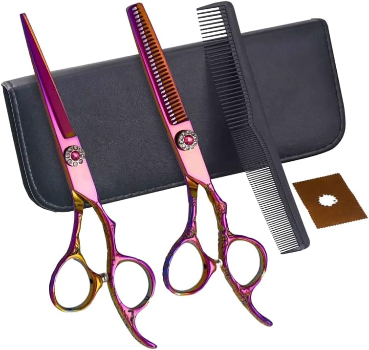 ヘアカットシザー、6インチダイヤモンドスクリューヘアカットサロン理髪店日本製ステンレススチールシザーセットヘアカットツール