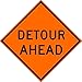 NMC TM176K Detour Ahead Sign - 30 in. Heavy Duty High Intensity Reflective Aluminum Traffic Sign with Black Text on Orange Base