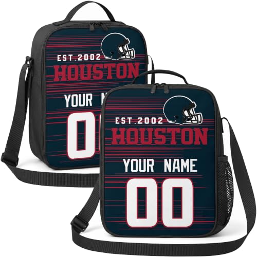 Image of Houston Lunch Bag Custom Name and Number Personalized Gifts | Custom Personalized Lunch Box for Men Women
