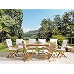 Gartenset Maui Akazienholz 8 Personen Cremeweiß
