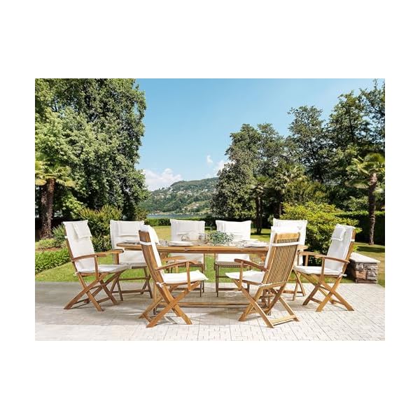 Gartenset Maui Akazienholz 8 Personen Cremeweiß