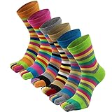  AIEOE – 6 pares de calcetines para mujer niña – calcetines dedos de pie separados calcetines de algodón suave y transpirable