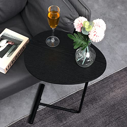 C Table,Couch Tables That Slide Under,C Shaped Side Table,Sofa End Table For Living Room Bedside Bathroom Snack Coffee Laptop Tables,Egg Oval-Shaped,Metal Frame,Easy Assembly Black（Upgraded） #TOP6