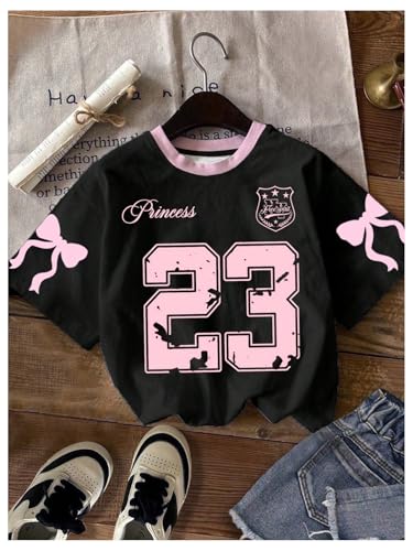Image of SweatyRocks Girl's 3 Pack Cute Letter Graphic T Shirt Crewneck Short Sleeve Summer Casual Tee Shirt
