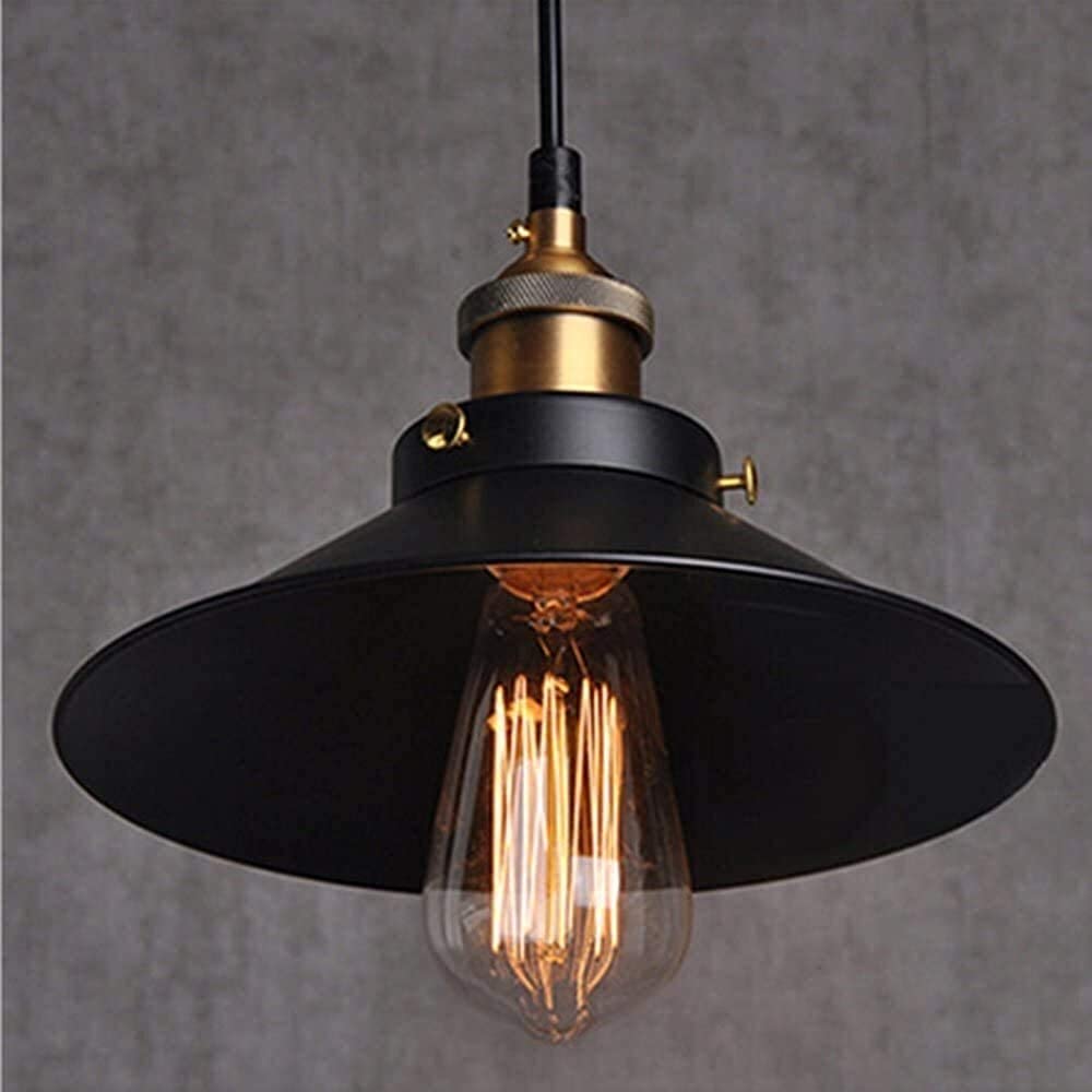 Colgante industrial de metal negro luz retro para techo de comedor y cocina