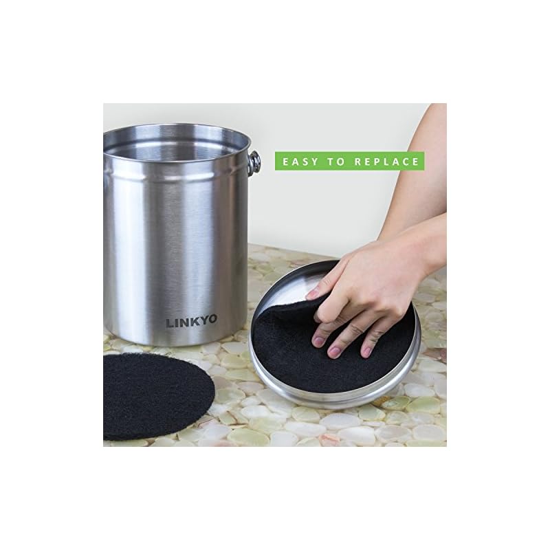LINKYO Activated Carbon Compost Bin Filter Refill Pack Set of 3 Odor