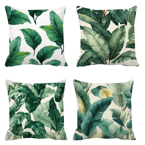 Housse coussin velours 35x35 lot de 4 de qualité supérieure imprimé feuillage chic - 2