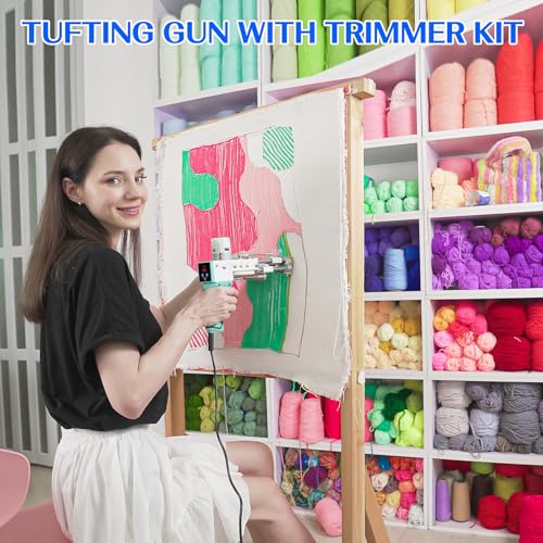 Image of Rug Tufting Gun with Carpet Trimmer Kit,Tufting Gun Starter Kit Professional Tufting Rug Making Machine ,2 in 1 Cut Pile Loop Pile Tufting Gun Kits for Beginners and Amateur