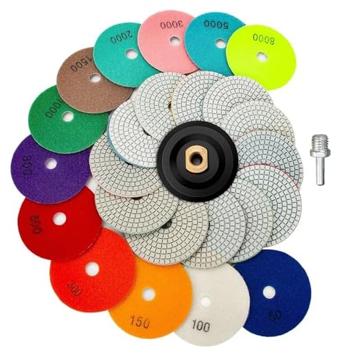 13 Packs 4 Inch Diamond Polishing Pads with 5/8’’-11 Backer Pad 12PCS Wet/Dry Polish Pad Kit for Drill Grinder Polisher 50-8000 Grit Pads for Granite Marble Concrete Stone Countertop Quartz Polishing