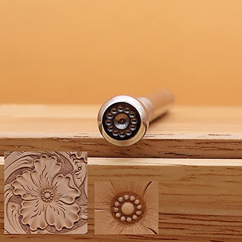RUIQIN Leather Stamps, Flower Center Leather Stamping Tools, Professional Leather Carving Tools, Leather Crafting Tools for Leather Working and Leathercraft (L)