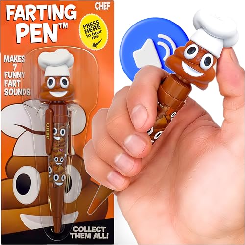 Farting Poop Pen Makes 7 Funny Fart Sounds - Perfect Stocking Stuffers for Kids, Teens & Boys - This Poop Pen Makes Funny Gifts for Christmas - Fart Pen Gag Gifts & White Elephant Gift (Chef)