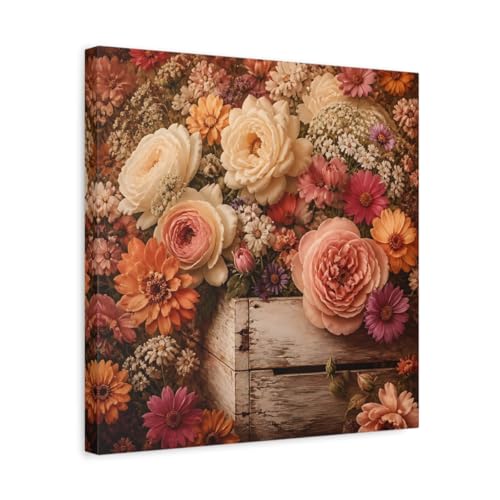 Impression sur toile vintage roses décoration murale salon 40x40
