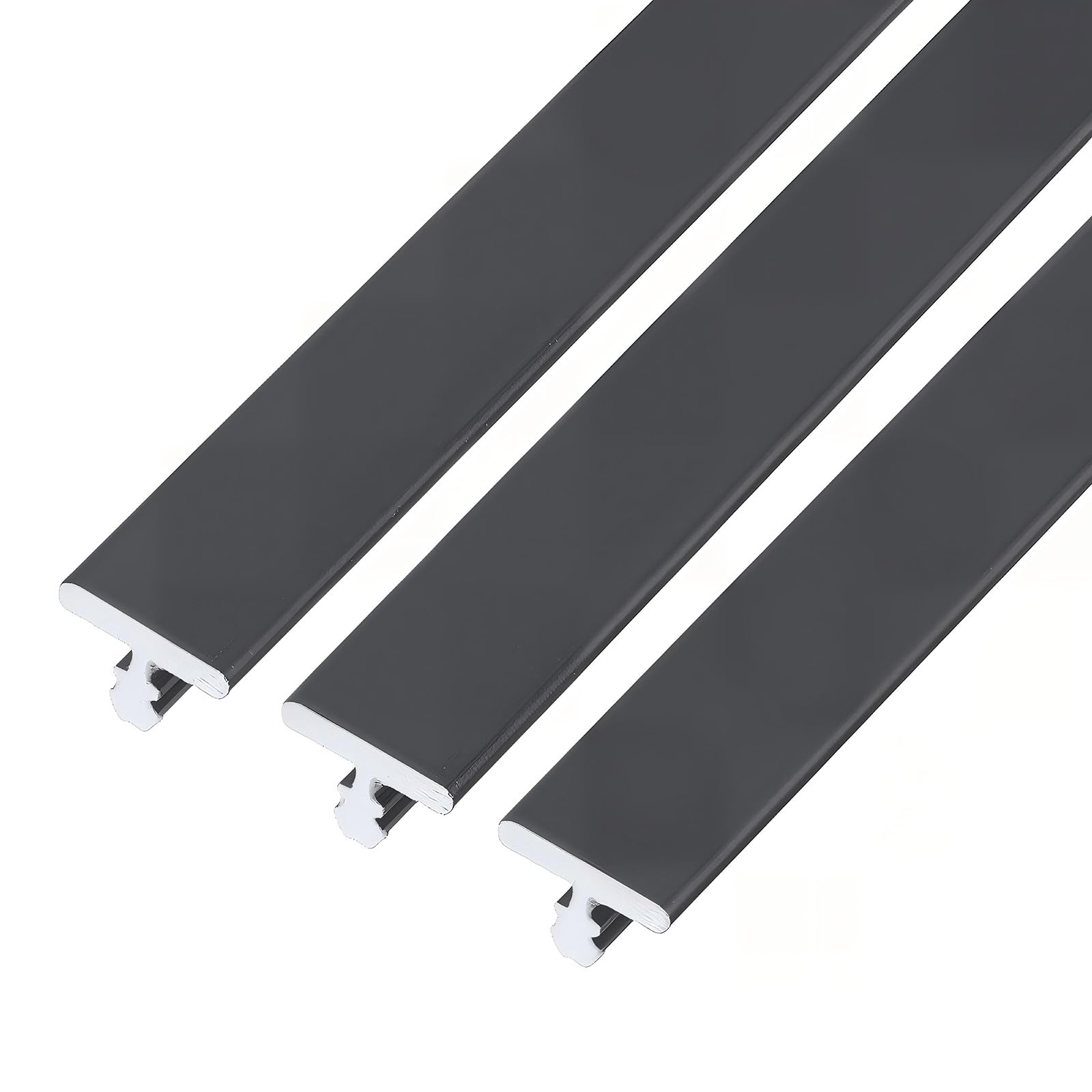 sourcing map 3Pcs Aluminum T Molding Floor Transition Strip, 3 FT x 0.31 Inch Floor Divider Trims, Thresholds Strips for Doors and Joining Flooring Gaps, Laminate, Wood, Tile, Vinyl, Black