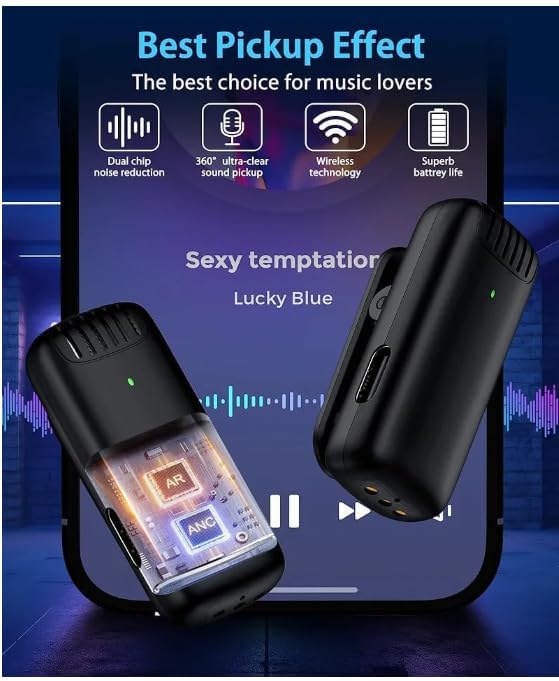 Image of Wireless Mic with Noise Cancellation | Dual Channel Mic Wireless | Microphone for Video Recording, YouTube, Vlogging, Live Streaming | Charging Case Included-J11-Black