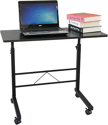 Miniatura 17 de Mesa auxiliar de sofá con ruedas de altura ajustable de 27.56 a 37.8 pulgadas, mesa de café rodante, mesa de sofá deslizable debajo, soporte Negro;