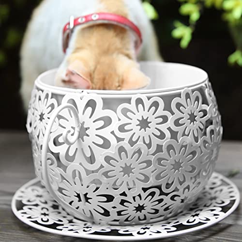 Pots de fleurs en métal blanc avec support de plante rétro