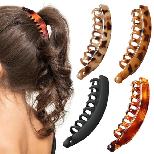 4 Pcs Fermagli per capelli a banana, Grandi Fermagli a Banana, Banana Clip pettine per Capelli, Clip per Capelli a Banana, per donne e ragazze