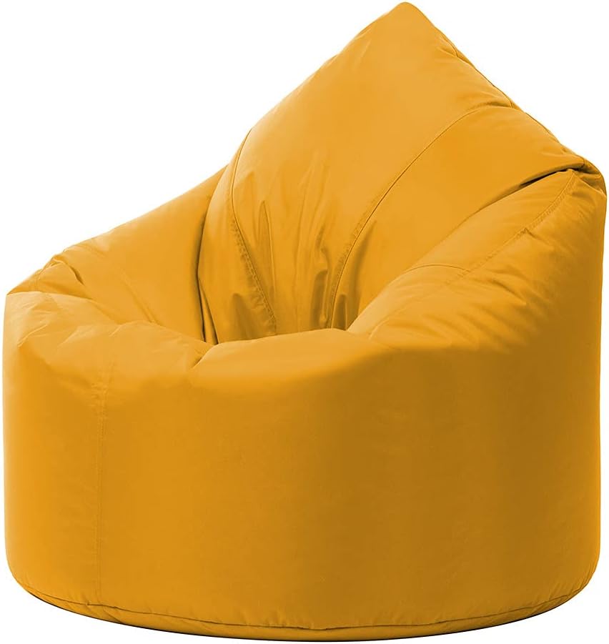 Bean Bag BazaarTeardrop Bean Bag, Yellow, Large Indoor Outdoor Adult Bean Bag with Filling Included, Living Room, Garden, Patio