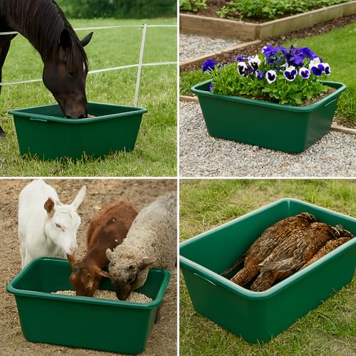 BURI Futterwanne 65L Wasserbottich Pferd Wanne lebensmittelecht Wassertrog - Kunststoffwanne grün 71x46 cm Wildwanne Bottich groß Pferdetränke Pferde Tränke Jagdwanne