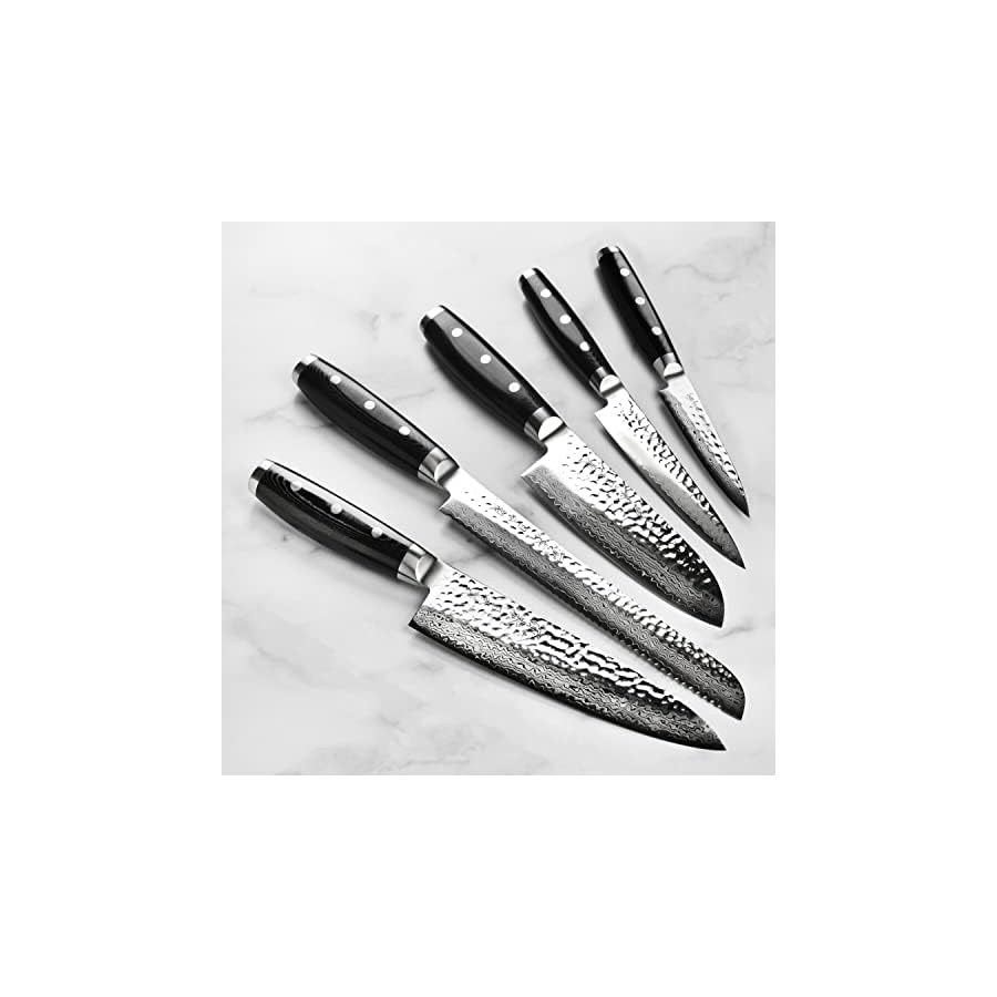 Enso-Knife-Set-Made-in-Japan-HD-Series-VG10-Hammered-Damascus-Japanese-Stainless-Steel-with-Slim-Acacia-Knife-Block-7-Piece Enso Knife Set - Made in Japan - HD Series - VG10 Hammered Damascus Japanese Stainless Steel with Slim Acacia Knife Block - 7 Piece