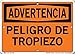 Vestil SI-W-22-A-PS-040-S TRIPPING HAZARD/PELIGRO DE TROPIEZO Warning Sign, Polystyrene, 0.040" Overall Size, 10.5" W x 7.5" H