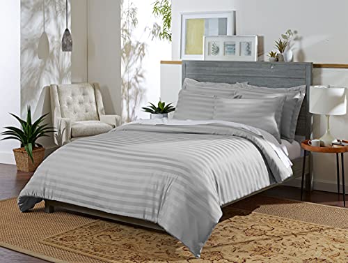 Pure Bamboo King Duvet Cover, 3 Piece Set, Genuine 100% Organic Viscose Derived from Bamboo, Luxuriously Soft and Cooling, 2 Pillowcases (King, Jacquard Silver)OEKO-TEX STANDARD 100
