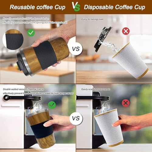Image of Insulated Travel Coffee Mug, Stainless Steel Coffee Cup with Leakproof Lid | Double-wall insulation keeps drinks hot or cold for hours, with a leakproof lid and portable stainless steel design