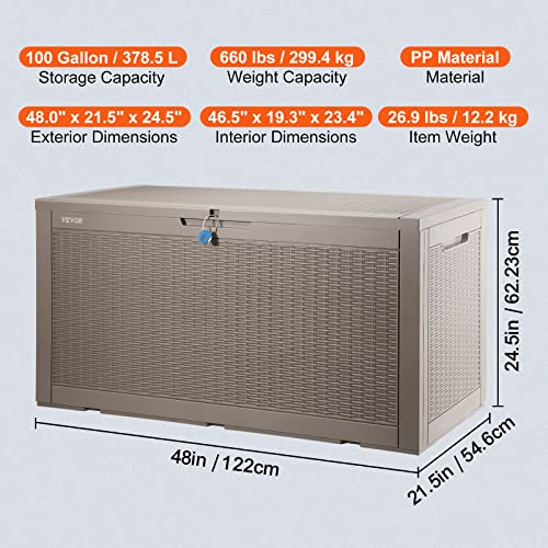 Vevor DECK BOX 100 GAL 2 Box, 100 Gallon Outdoor Storage Box, 48.0 Inch X 21.5 Inch X 24.5", Waterproof Pp Deckbox thumb #6