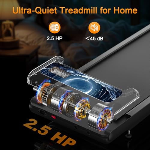 Image of Walking Treadmill Pad with 0-8% Incline,2.5HP Walking Treadmill Mat for Home & Office,Portable Treadmill with Handle Bar