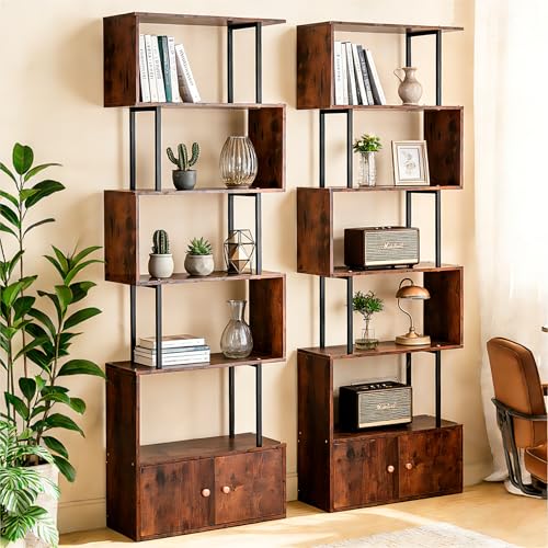 La mejor comparación de Librero Armable para comprar hoy. 45 BeaoWink Librero, Librero Organizador Maderaen S con 6 Capas,Libreros para Sala de Madera con Puertas, Adecuado para Sala de Estar, Estudio y Dormitorio, Tamaño de la Estantería:...