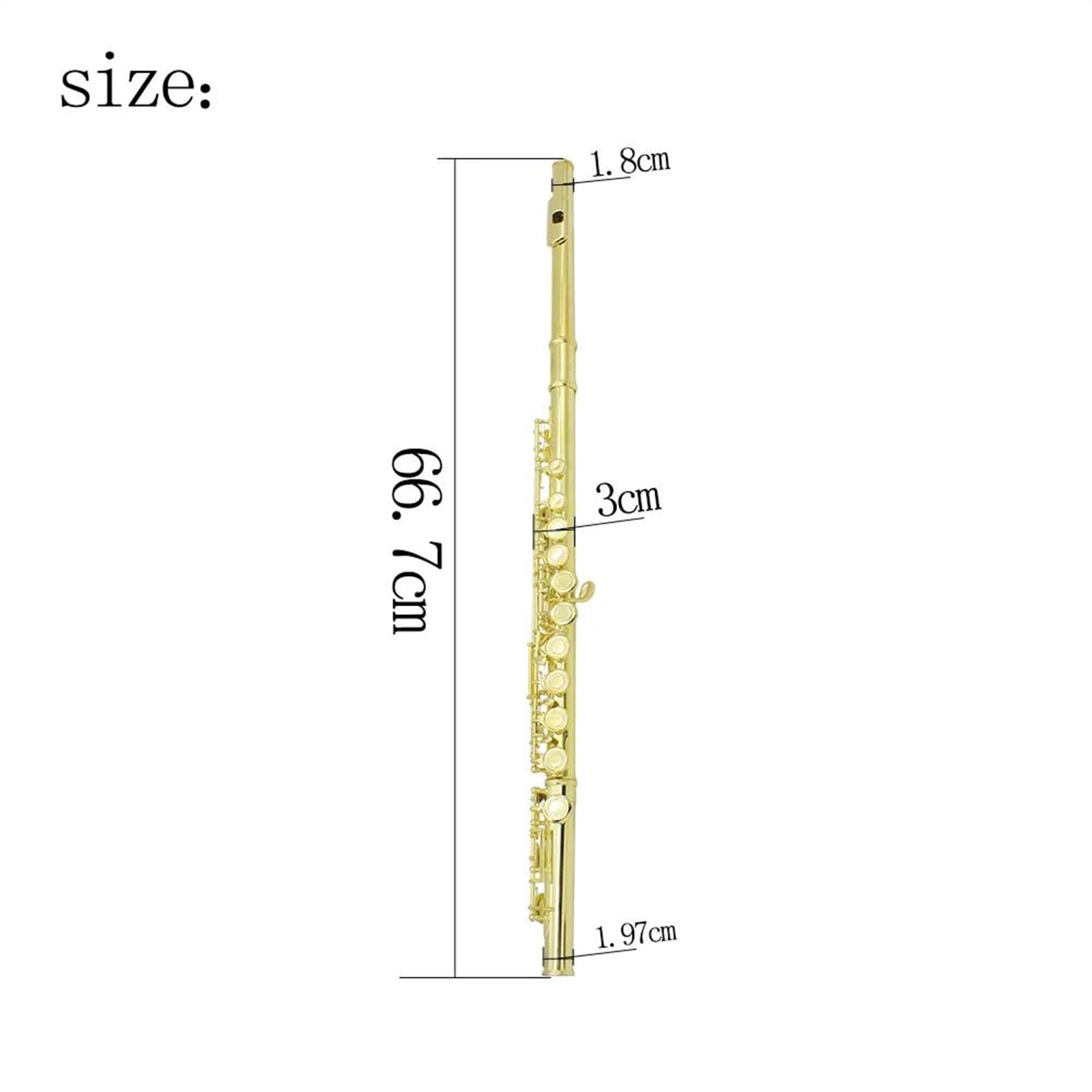 Cuerpo de tubo de cobre blanco, flauta de 16 agujeros chapada en oro, instrumentos de flauta con llave C con bolso Flauta Travesera Kit