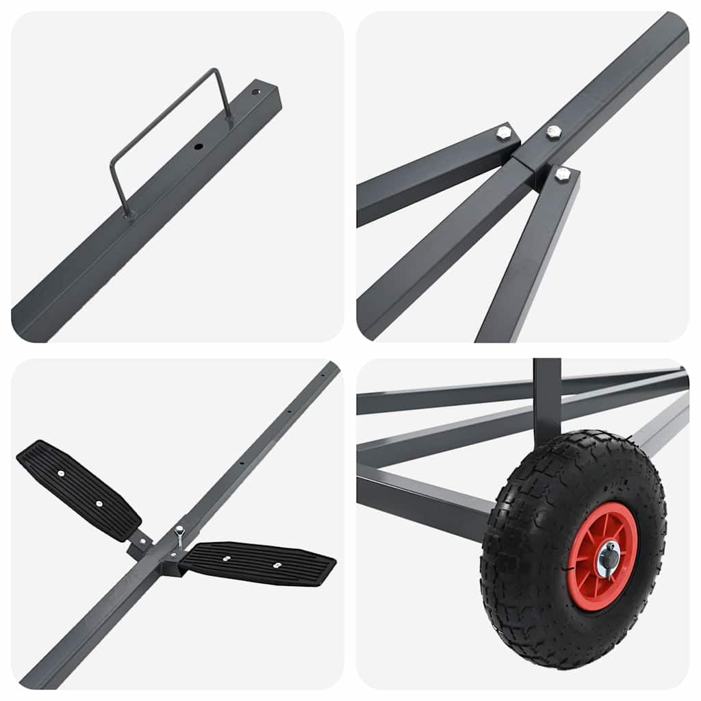 vidaXL Remolque para Barcos Plateado 302 x 107 x 42 cm Acero, Innovaciones para jardín y terraza, Remolque Exterior Duradero, transportador de Botes, Estructura de Acero